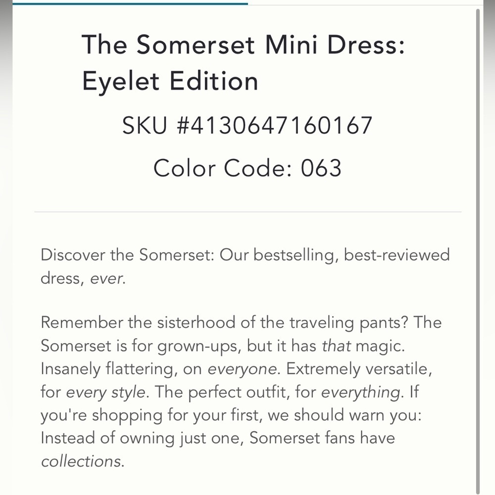 Anthropologie NWT The Somerset Mini Dress:
Eyelet Edition size XXS. - Picture 5 of 16